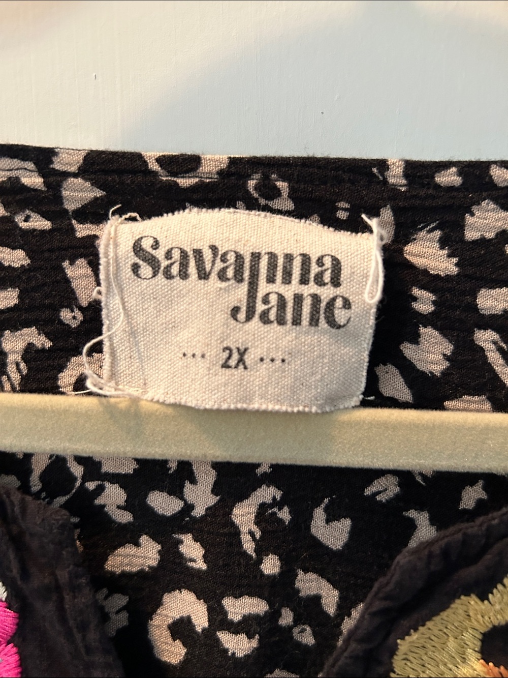 Savanna Jane Black Tunic with Multicolor Floral Embroidery - Picture 2 of 7